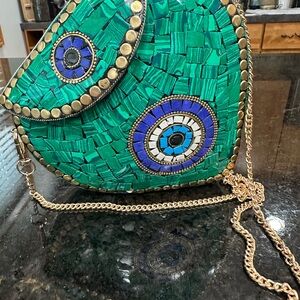 Ramla Mosaic Green and Blue Crossbody Bag